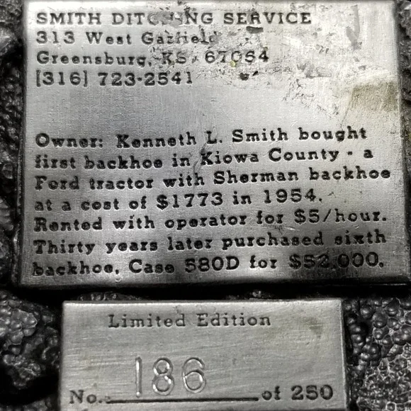 Smith Ditching Service Belt‎ Buckle 1984 Siskiyou Greensburg Kansas